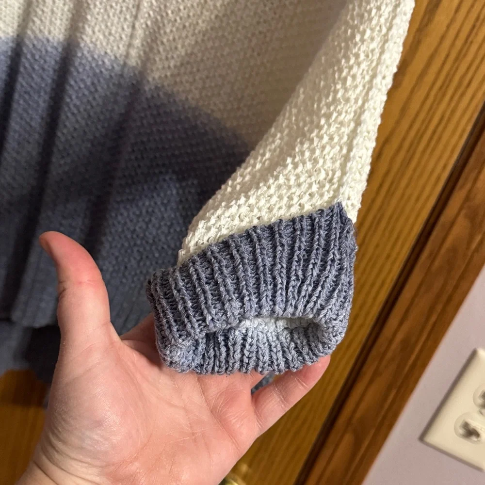 Oversized V-Neck Dip-Dye Sweater in Mint and Navy - Picture 2 of 6